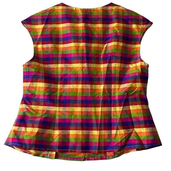 Kent Nielsen Multicolor Plaid Sleeveless Button Up Top‎ Colorful Size M - Picture 5 of 8